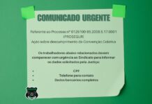 COMUNICADO URGENTE: Processo nº 0125100-85.2008.5.17.0001 (PROSEGUR)