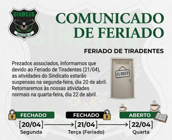 Comunicado Feriado Tiradentes